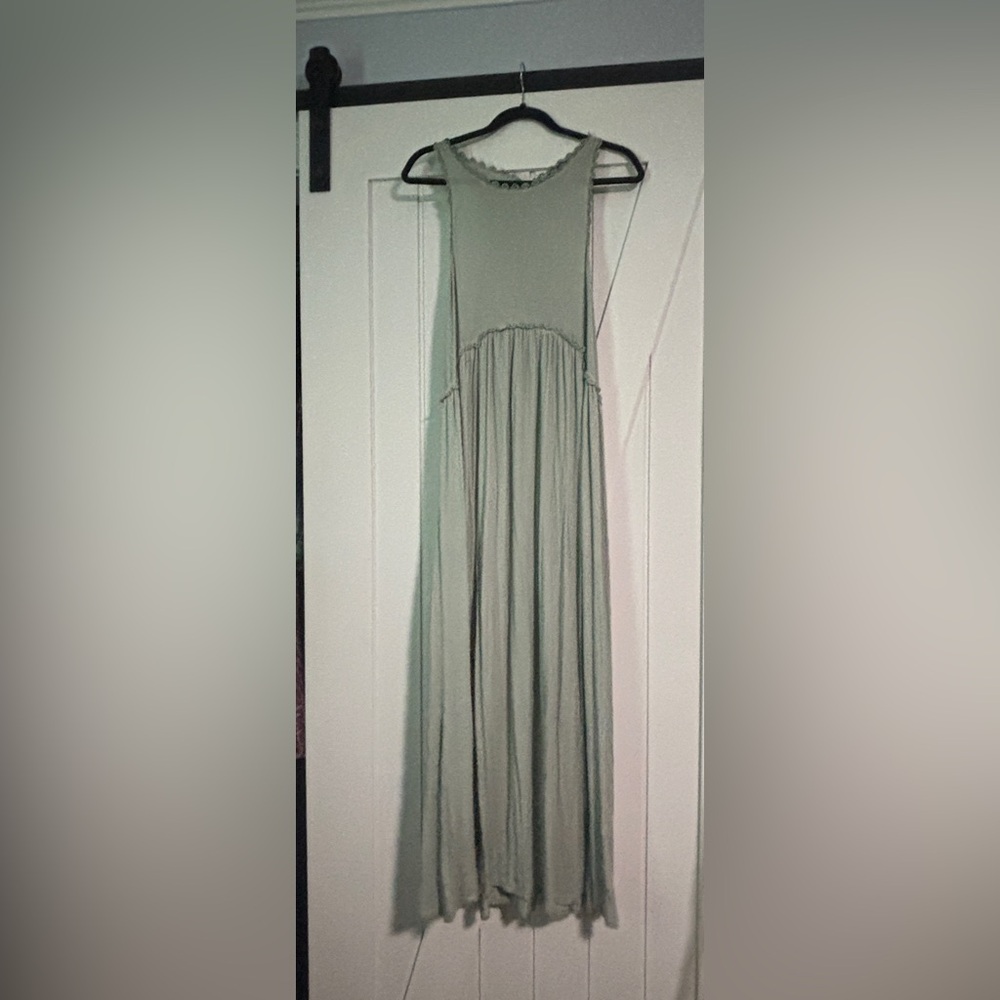 Beautiful sage green POL long dress with 2 front slits